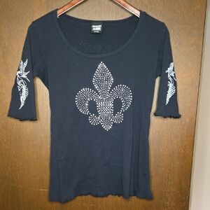 Elegant Black Embellished Women's Top